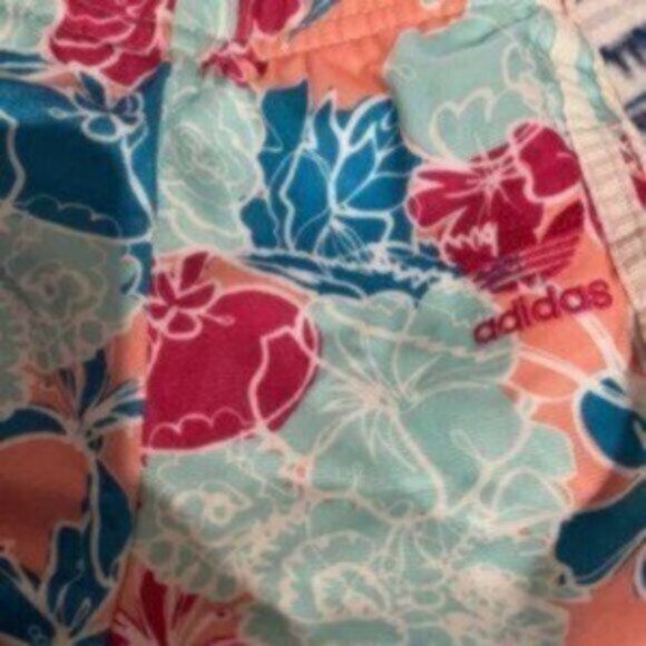 Adidas Girl's Blue & Pink Floral Infant Drawstring Track Pants Size 12 Months - Picture 3 of 6
